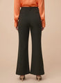 Banana Crepe Olive Flared Trouser With Slash Pocket