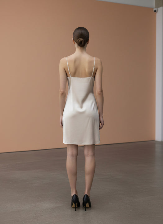 European Satin Rose Sand Dress