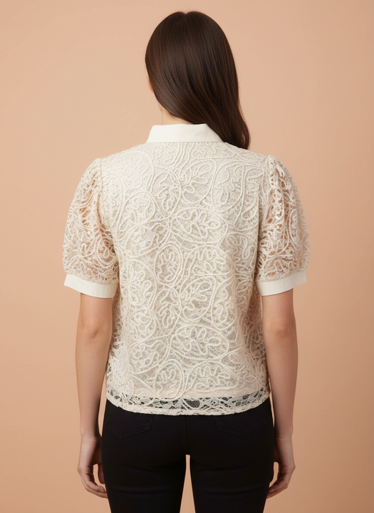 Luxury  Lace Premium Textured Shirt For Womens