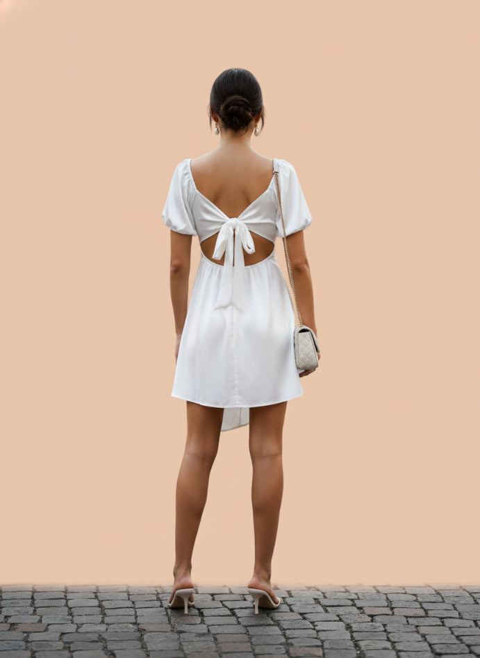 Women’s Luxury European Satin White Midi Dress