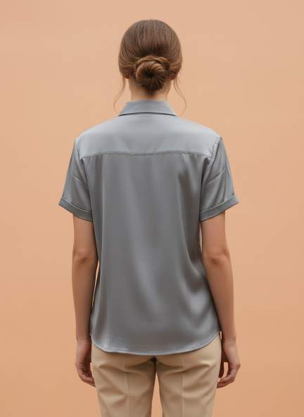 Short Sleeve European Satin Shirt