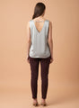 European Satin V Neck Sleeveless Top