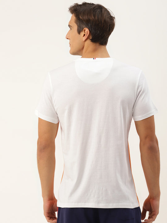 MENS PREMIUM COTTON COLOURBLOCK PRINTED HALF SLEEVE CREW NECK T-SHIRTS