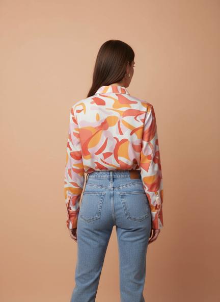 Premium Micro Digital Print Puff Sleeve Shirt