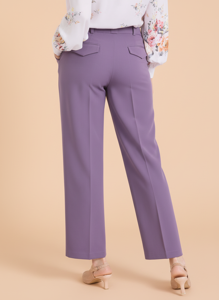 WOMEN'S LUXURY BANANA CREPE STRAIGHT FIT WITH FLAP POCKET TROUSER