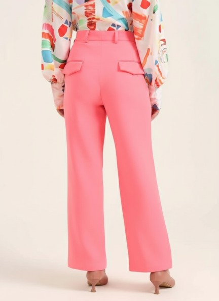 Banana Crepe Hot Pink Straight Fit With Flap Pocket Trouser