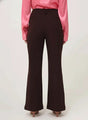 Banana Crepe Dark Choclate Flared Trouser With Slash Pocket