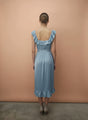European Satin Ice Blue Mist Midi Dress