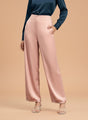 Satin Wide Leg Pants European Fabric  Blush Pink Glam Look