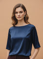 Elegant Navy European Satin Top