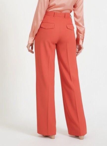 Banana Crepe French Rose Straight Fit Flap Pocket Trouser