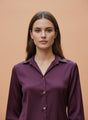 European Satin Spread Collar Shirt