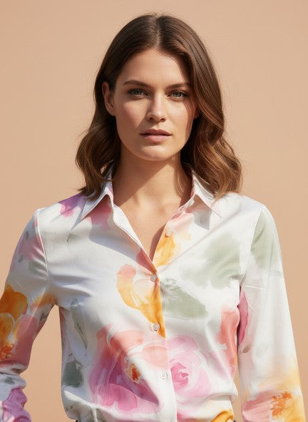 Premium Micro Multicolour Regular Length Straight Hem Digital Print Shirt