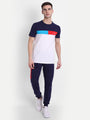 MENS PREMIUM COTTON LYCRA COLOURBLOCK PRINTED HALF SLEEVE CREW NECK T-SHIRTS