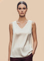 European Satin V Neck Sleeveless Top