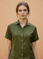 Short Sleeve European Satin Shirt