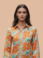 Satin Digital Print Puff Sleeve Shirt
