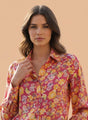Satin Digital Print Puff Sleeve Shirt