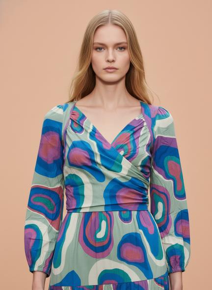 Rayon Printed A Line Full Sleeve Maxi Dress