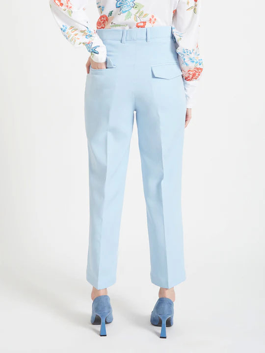Banana Crepe Ice Blue Straight Fit Flap Pocket Trouser