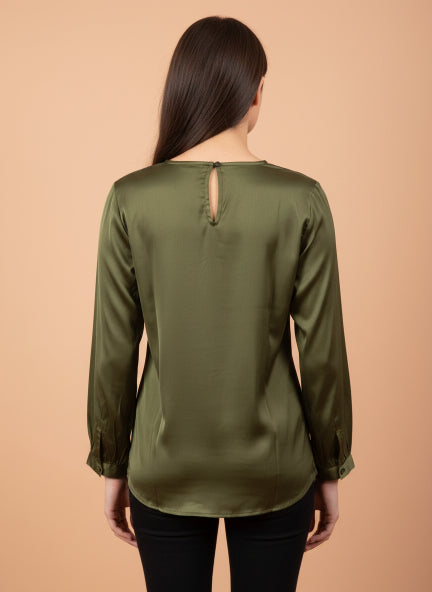 European Satin Bishop Sleeves Top