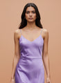 Women’s Luxury European Satin Lavender Midi Dress