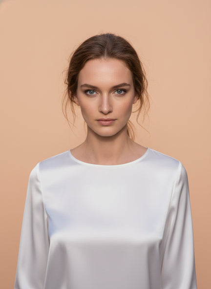 European Satin Bishop Sleeves Top