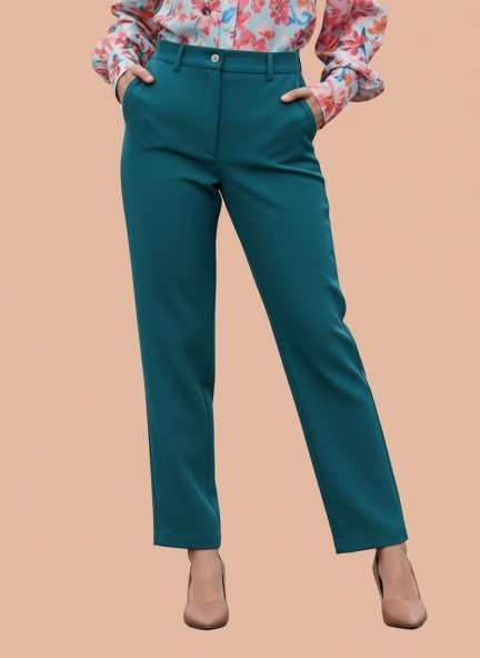 Banana Crepe Teal C Pant
