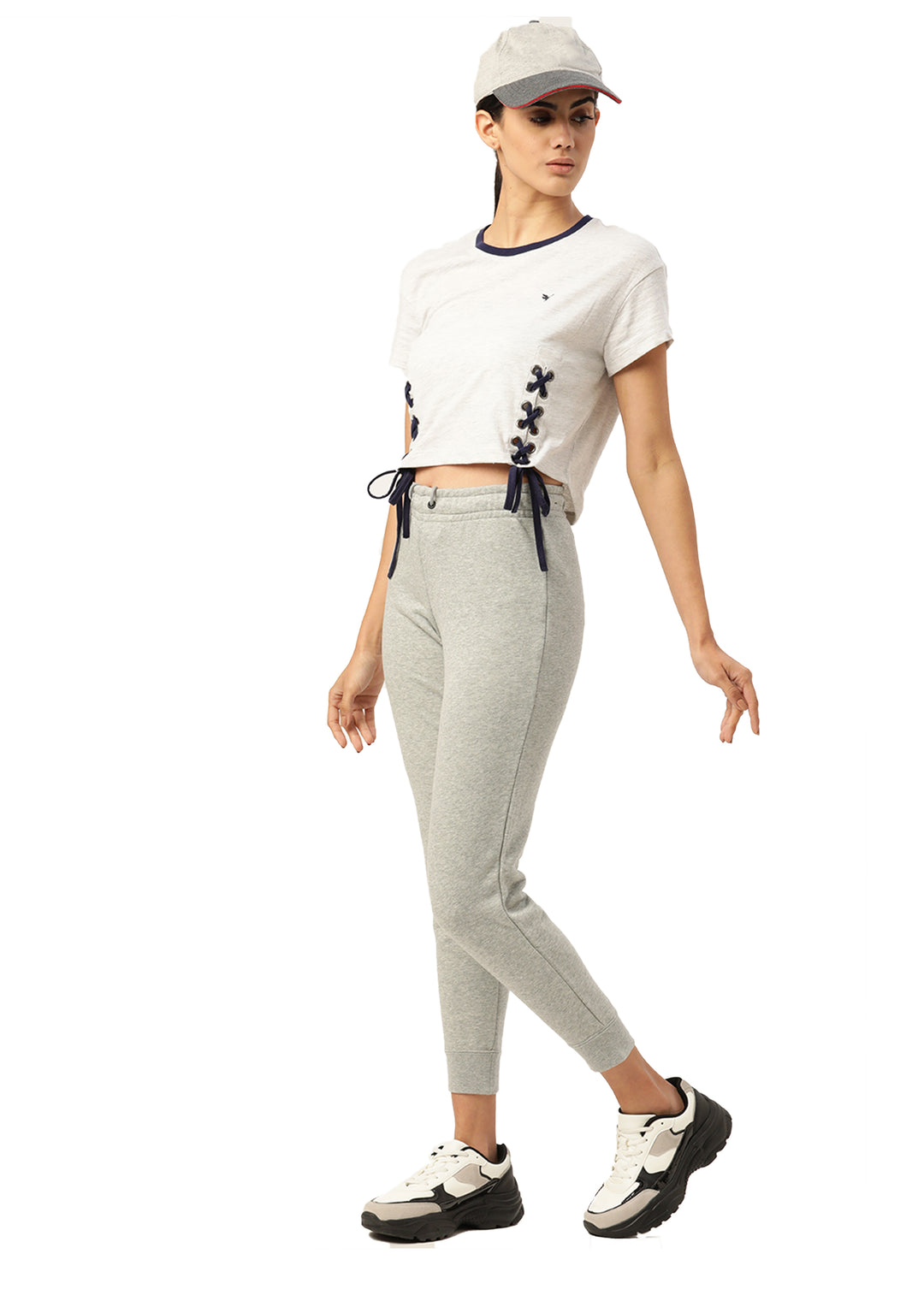 Womens Premium Cotton Lycra Smart Fit Contrast Dori With Eyelet Top