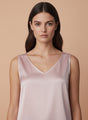 European Satin V Neck Sleeveless Top