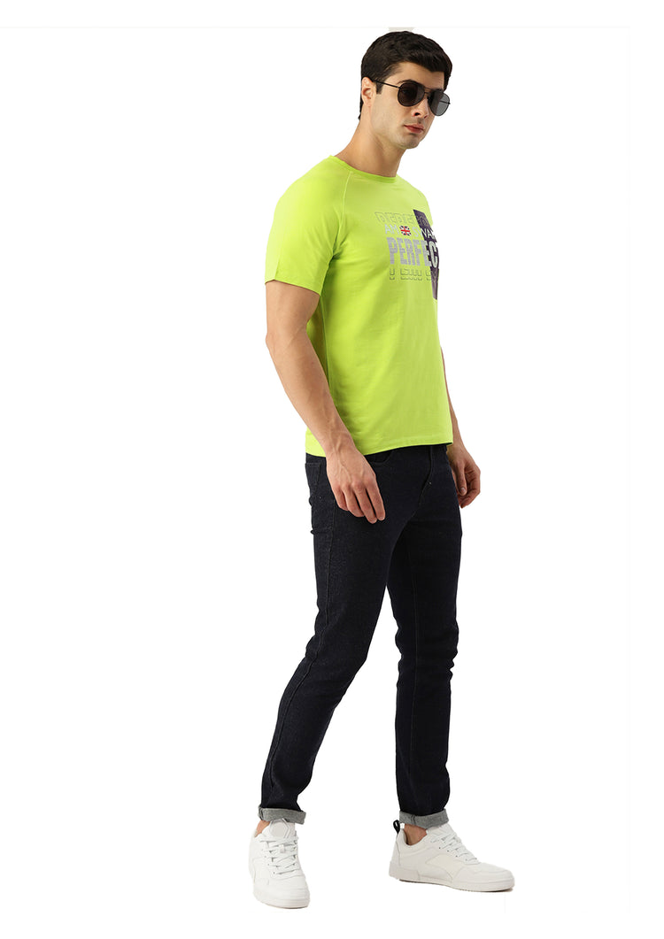 MENS COTTON RICH LYCRA GRAPHIC HALF SLEEVE CREW NECK T-SHIRTS