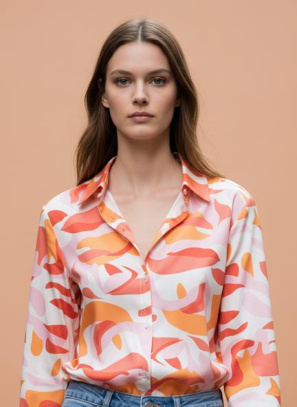 Premium Micro Digital Print Puff Sleeve Shirt