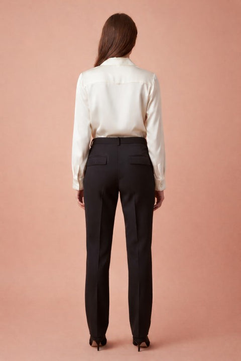 Banana Crepe Island Green Straight Fit Flap Pocket Trouser