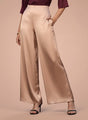 Satin Wide Leg Pants European Fabric  Rose Sand Glam Look