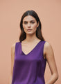 European Satin V Neck Sleeveless Top
