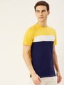 MENS COTTON RICH LYCRA COLOURBLOCK PRINTED HALF SLEEVE CREW NECK T-SHIRTS