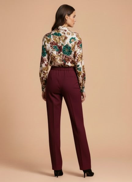 Banana Crepe Maroon C Pant