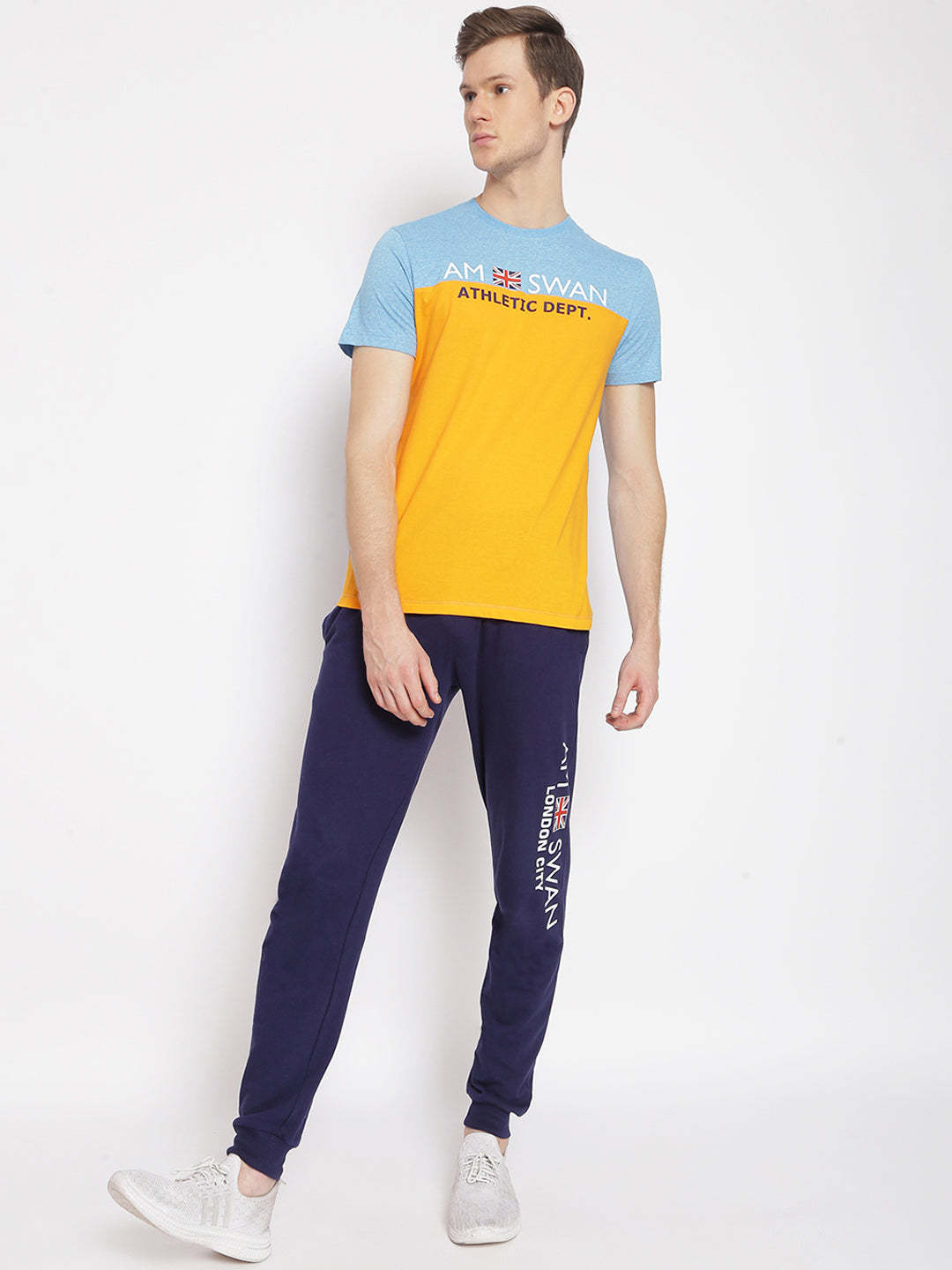 MENS PREMIUM COTTON COLOURBLOCK PRINTED HALF SLEEVE CREW NECK T-SHIRTS