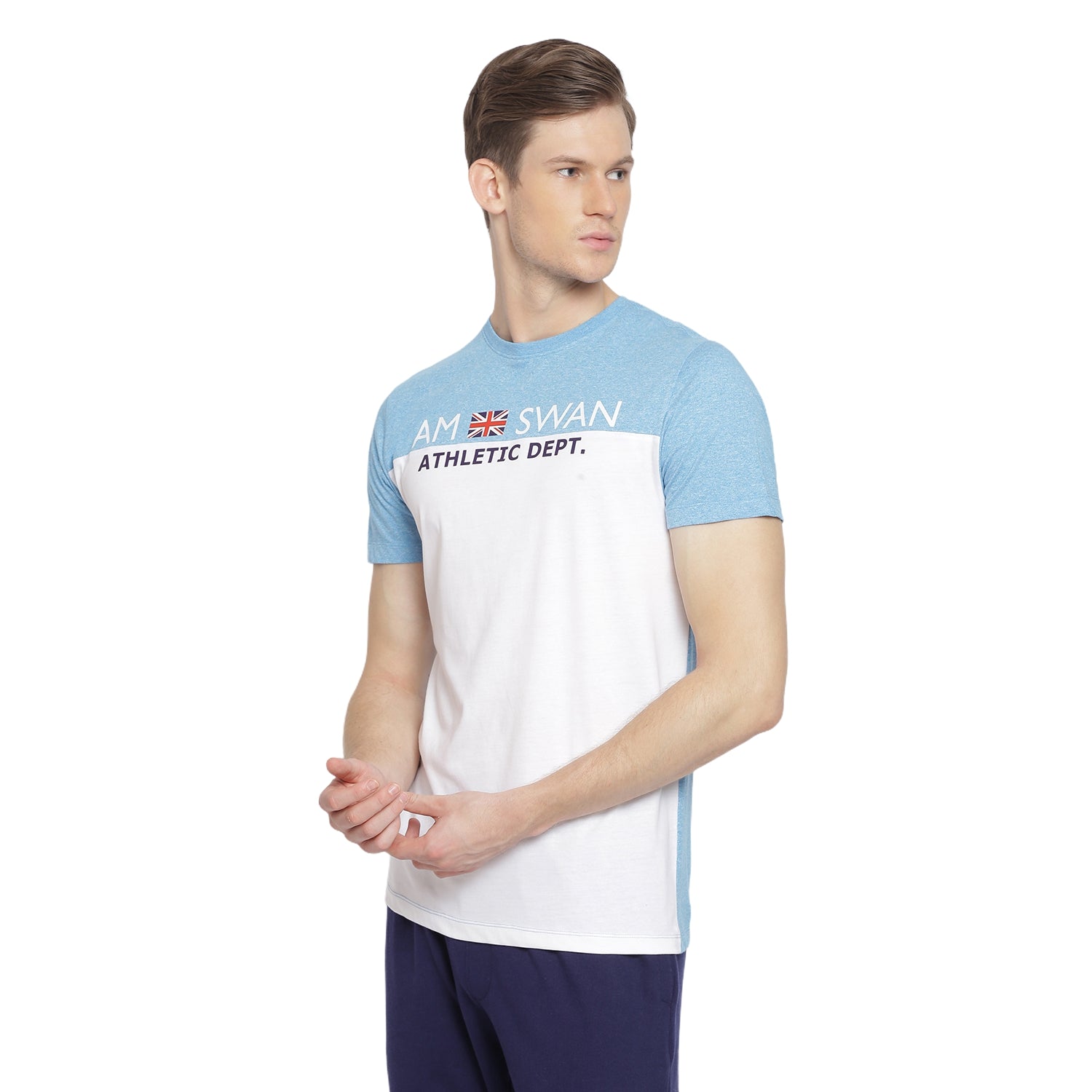 Mens Premium Cotton Colourblock Printed Half Sleeve Crew Neck T-Shirts