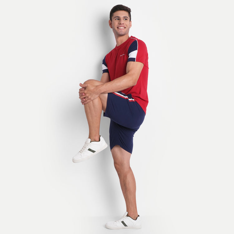 Mens Premium Cotton Colourblock Printed Half Sleeve Crew Neck T-Shirts