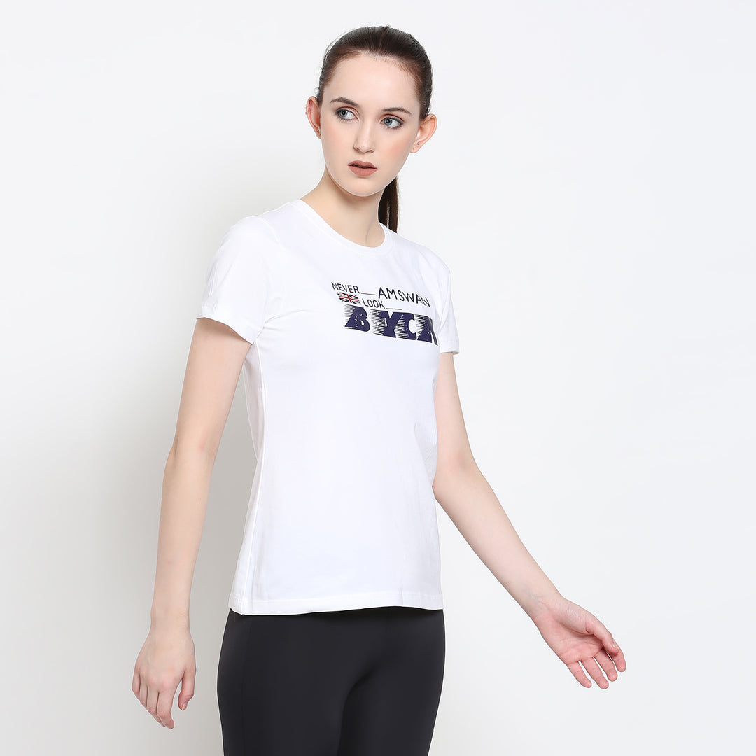Women'S Premium Cotton Lycra Smart Fit Half Sleeve Printed Tee