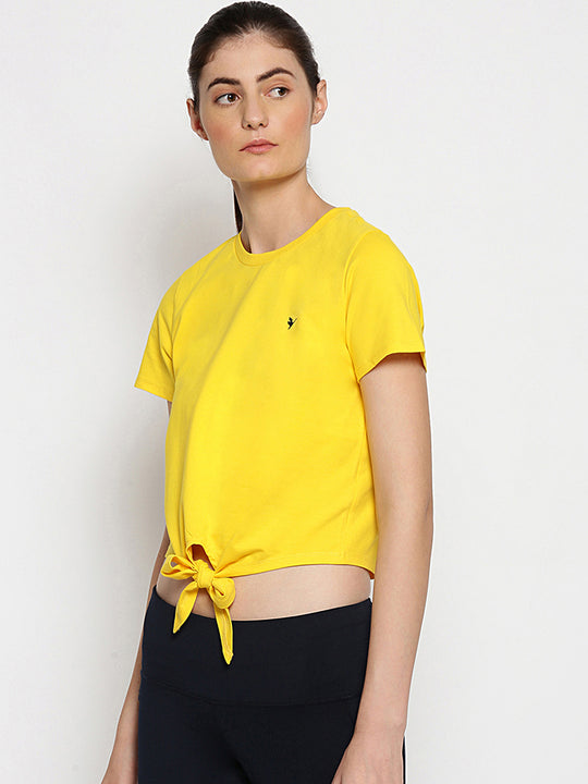 Womens Premium Cotton Lycra Smart Fit Knotted Half Sleeve Top