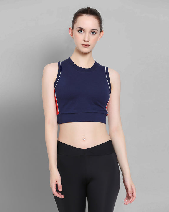 Womens Premium Cotton Lycra Smart Fit Sleeveless High Neck Top