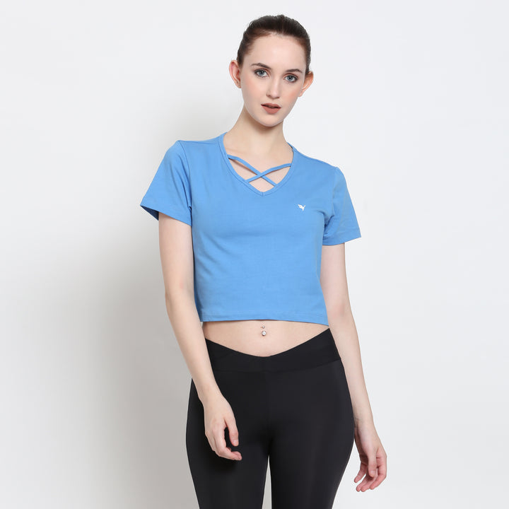 Women'S Premium Cotton Lycra Smart Fit Half Sleeve Solid V-Neck T-Shirts
