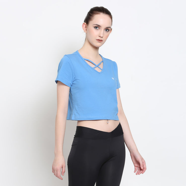 Women'S Premium Cotton Lycra Smart Fit Half Sleeve Solid V-Neck T-Shirts