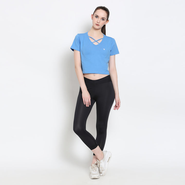 Women'S Premium Cotton Lycra Smart Fit Half Sleeve Solid V-Neck T-Shirts