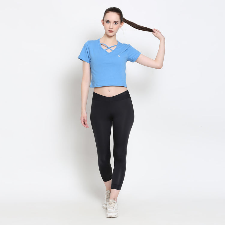 Women'S Premium Cotton Lycra Smart Fit Half Sleeve Solid V-Neck T-Shirts
