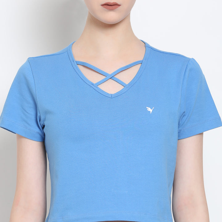 Women'S Premium Cotton Lycra Smart Fit Half Sleeve Solid V-Neck T-Shirts