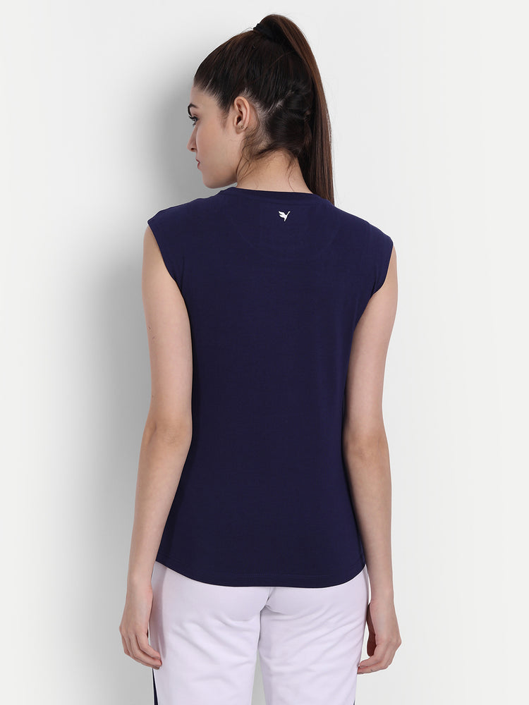 Women'S Premium Cotton Lycra Smart Fit Sleeveless Printed T-Shirts