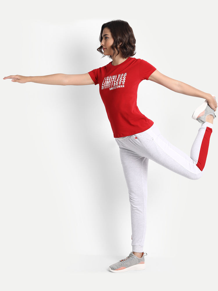 Womens Premium Cotton Printed Colourblocked Track Pants